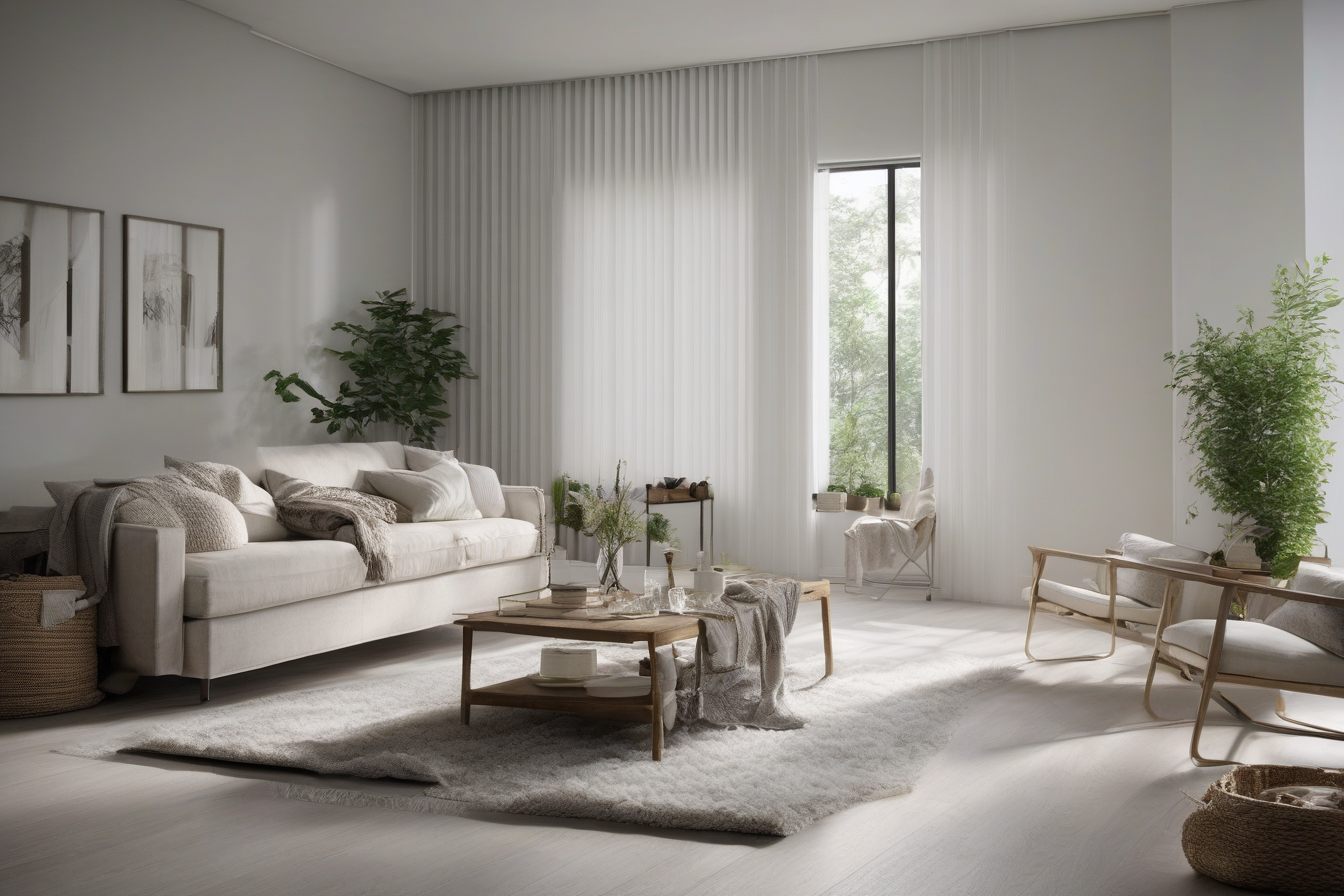 White fabric vertical blinds